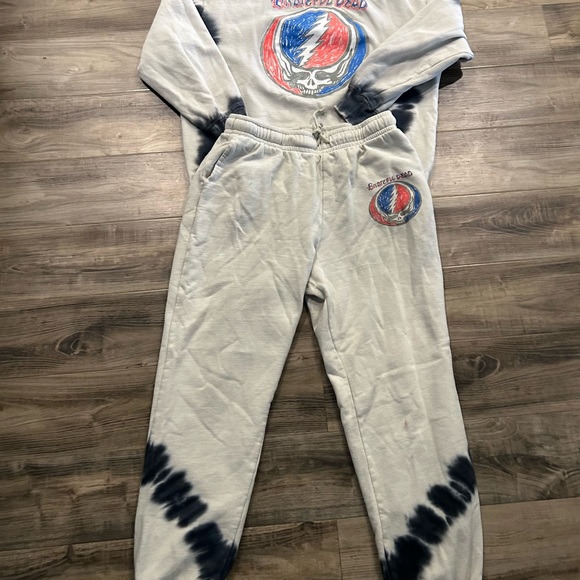Grateful Dead Women's Lightning Skull Tie-Dye Crewneck Sweatshirt Jogger 2-Piece - Picture 2 of 11